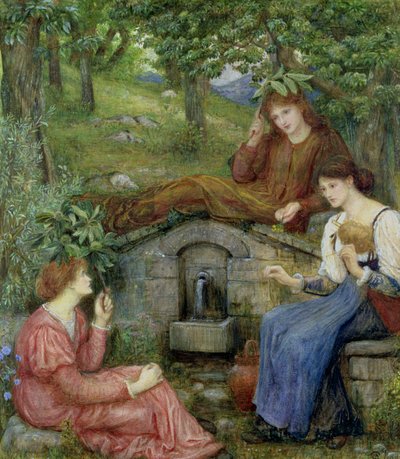 By a Clear Well with a Little Field by Marie Spartali Stillman